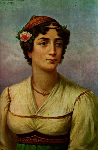 Λιθογραφία της Μαντώς Μαυρογένους από τον Ανταμ